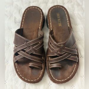 Vintage 90s y2k Lower East Side Chunky Lug Sole Jammer Platform Slide Sandals